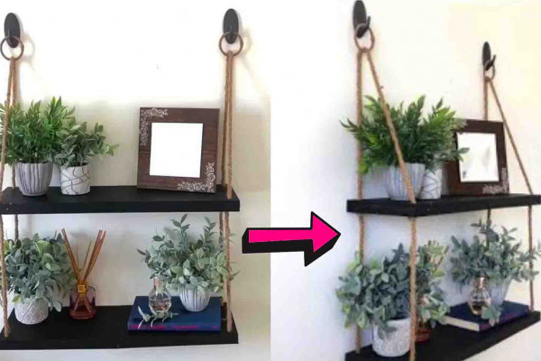 DIY dollar tree hanging shelf tutorial