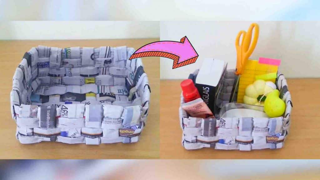 DIY recycled newspaper basket tutorial
