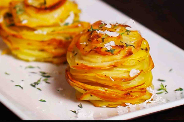 Easy parmesan potato stacks recipe
