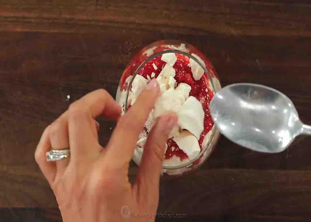 Assembling the eton mess dessert recipe