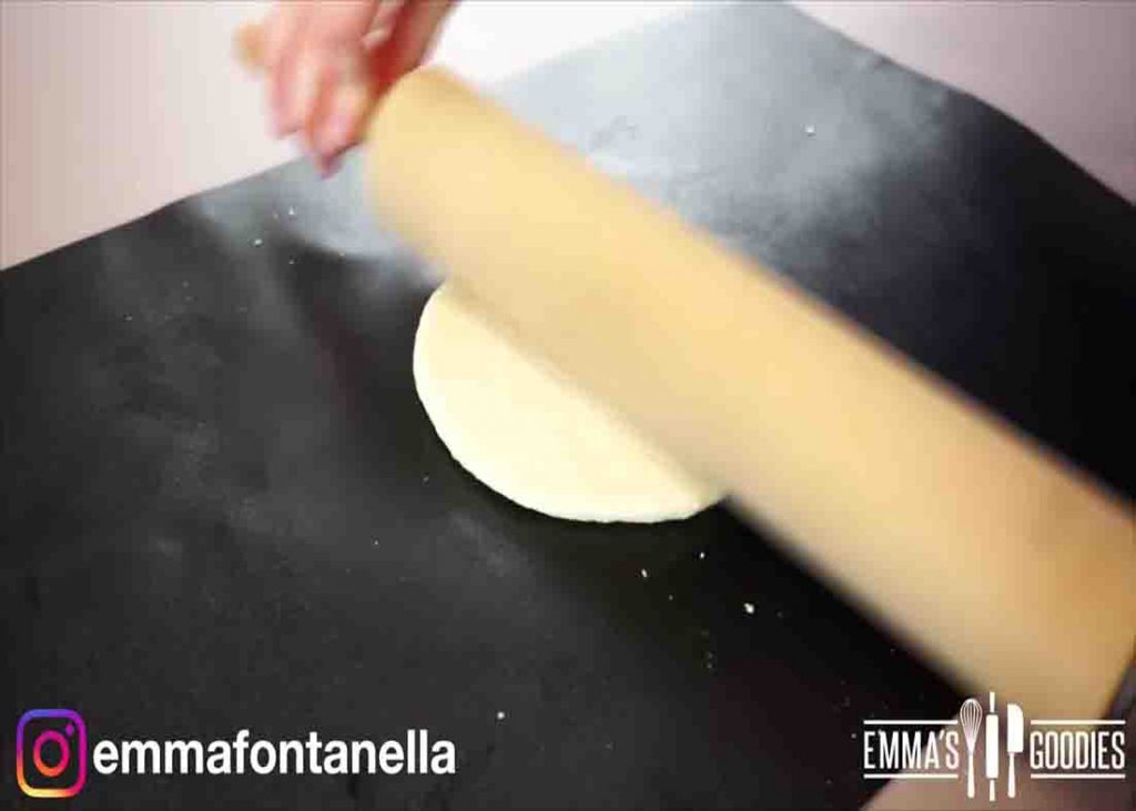 Rolling out the pizza dough