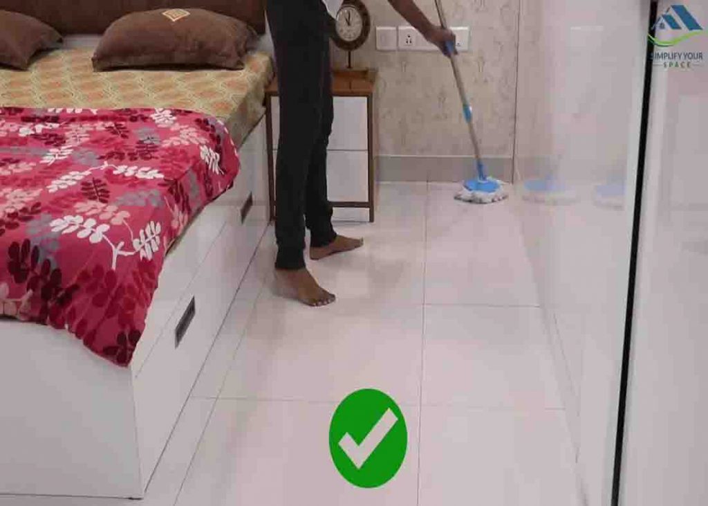 Move in an S pattern when mopping the floor