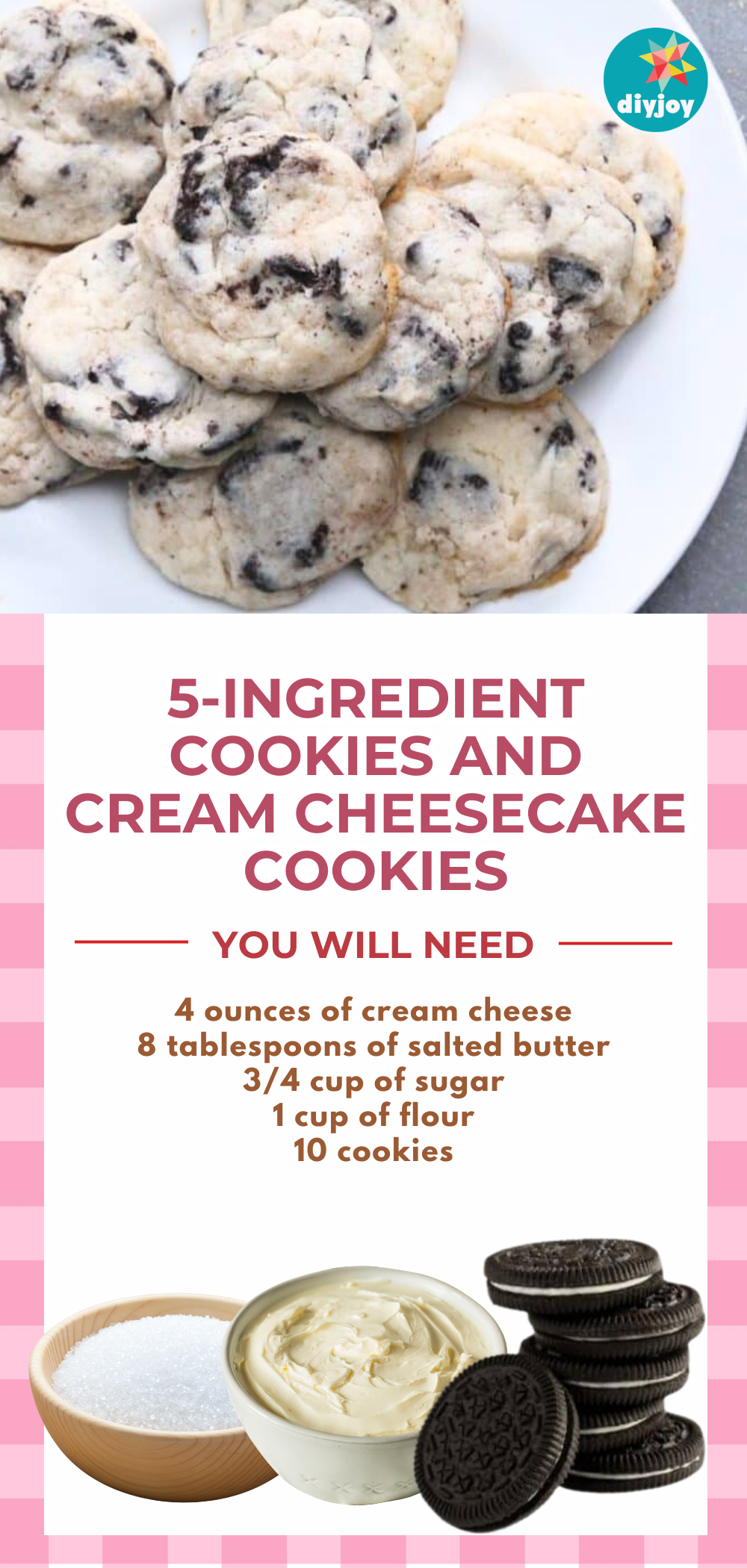 5-Ingredient Cookies and Cream Cheesecake Cookies Recipe