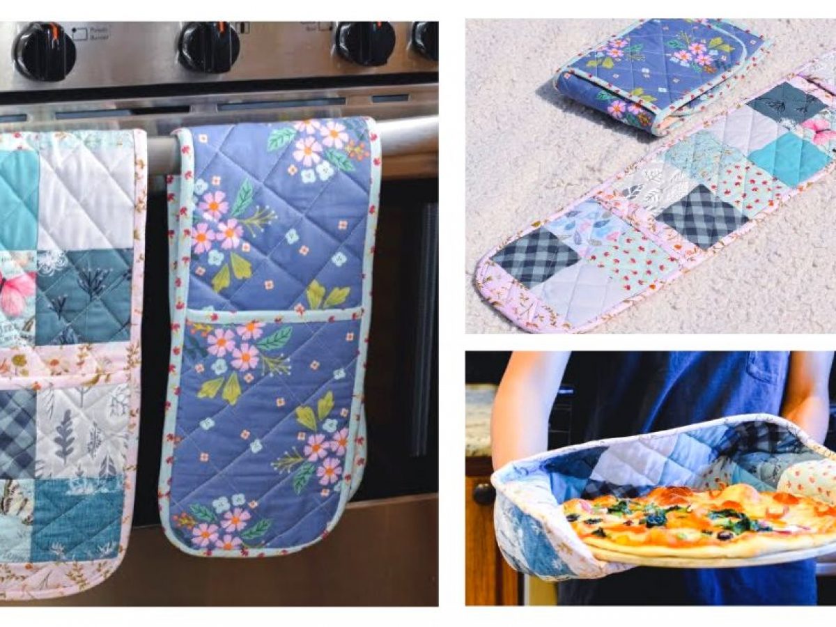 double oven mitts sewing tutorial from fabric scraps - patchwork