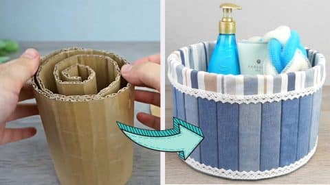 DIY Basket from Old Jeans and Cardboard | DIY Joy Projects and Crafts Ideas