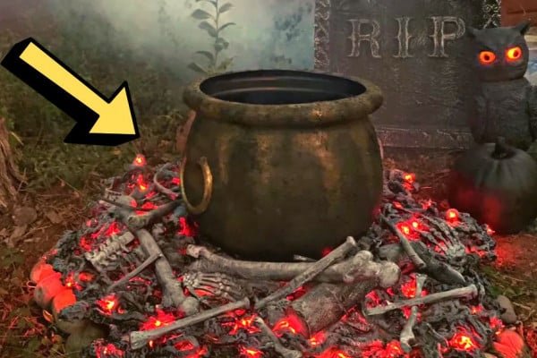 Easy DIY Fake Fire & Witch Cauldron For Halloween