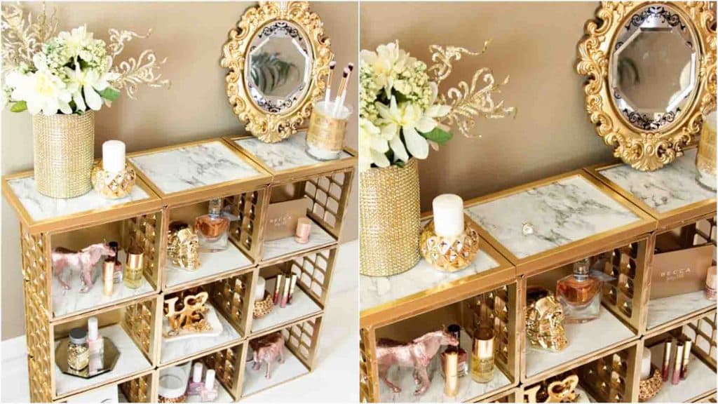 DIY Dollar Tree marble and gold organizer