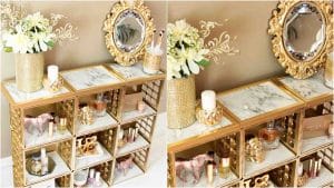 DIY Dollar Tree Marble And Gold Organizer