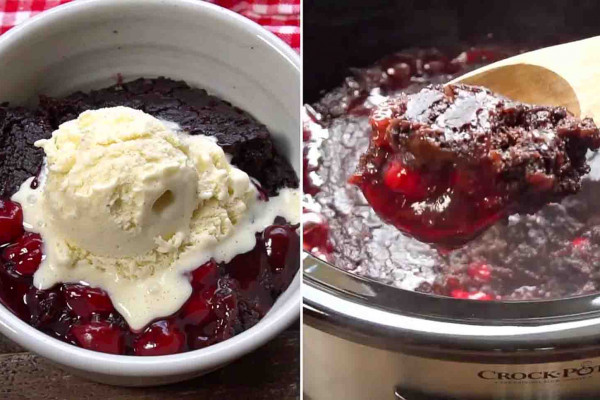 Slow cooker chocolate cherry dump cake recipe