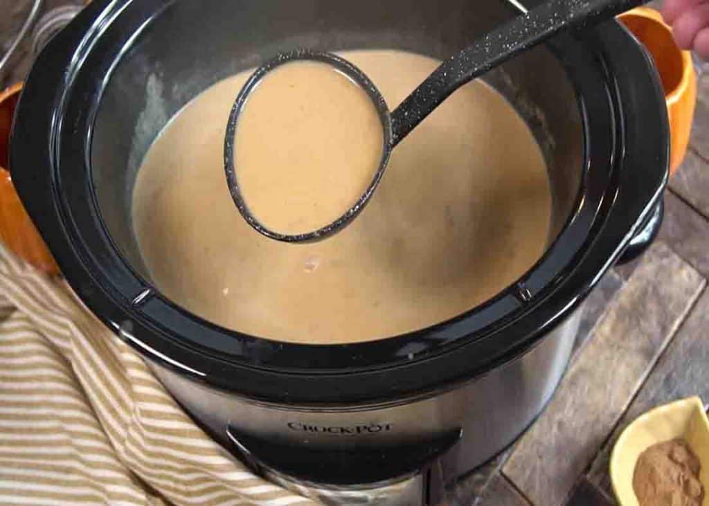 Finishing the slow cooker pumpkin spice latte
