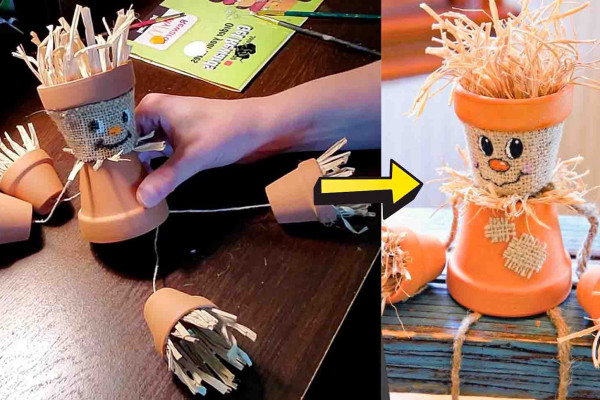 Terracotta pot scarecrow tutorial