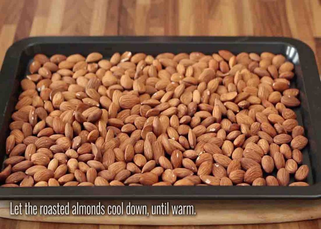 Roasting the almonds in the oven before blitzing them