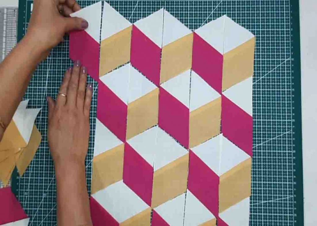 Laying the 3D quilt pieces together