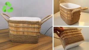 DIY Basket Made From Plastic Bottle and Jute Rope