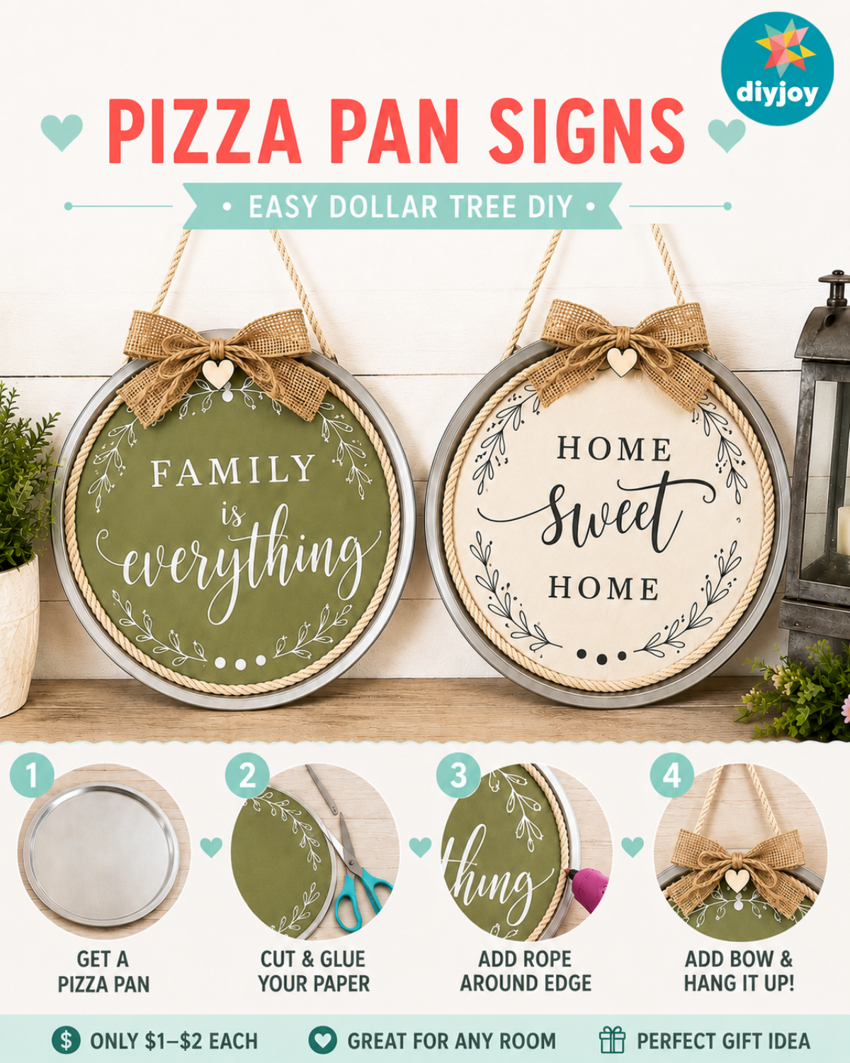 Dollar Tree DIY Pizza Pan Signs
