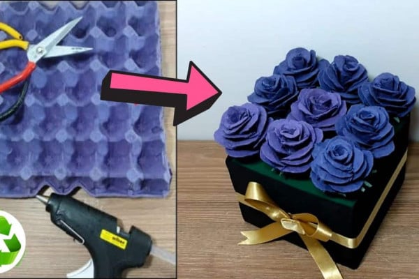 Rose Box Made From Egg Carton DIY