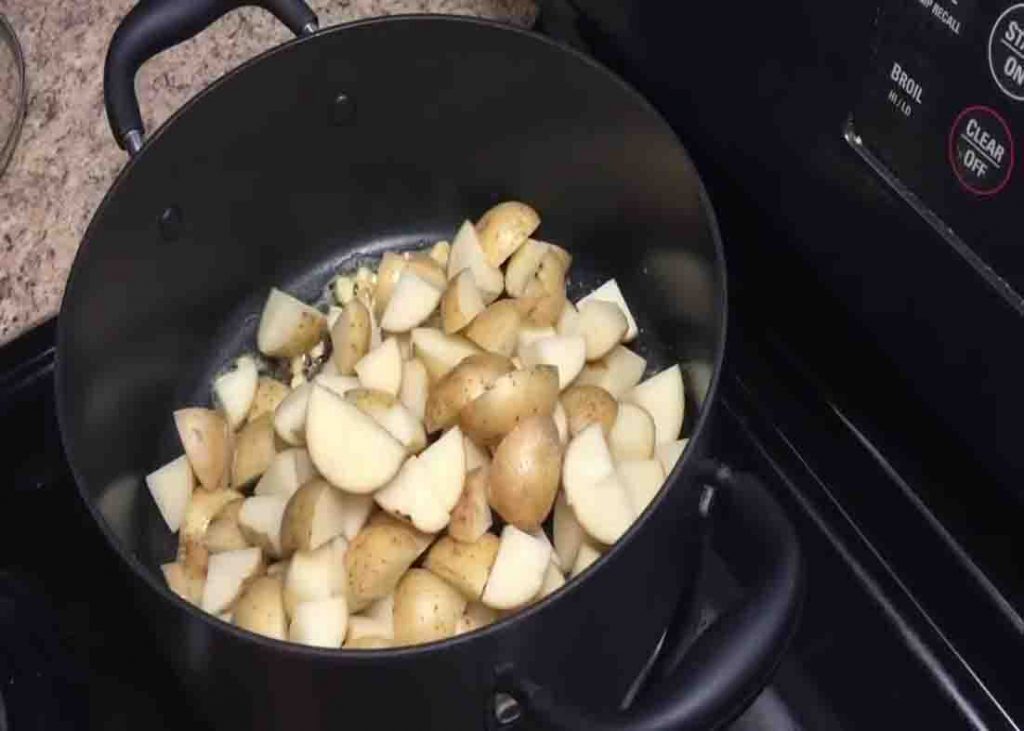 Sauteing the potatoes before blending it for the cream of potato soup