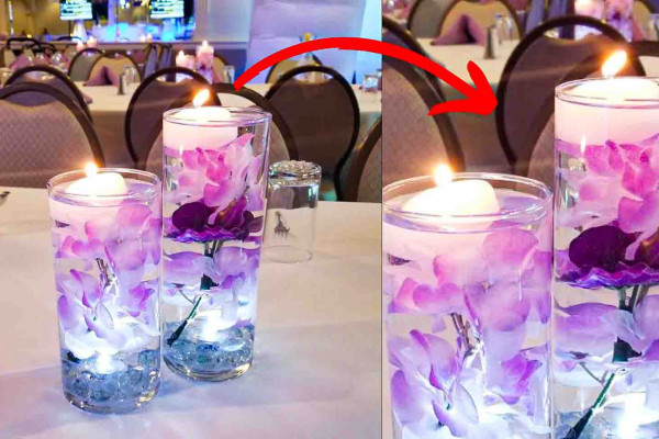 DIY dollar tree flower centerpiece with floating candles
