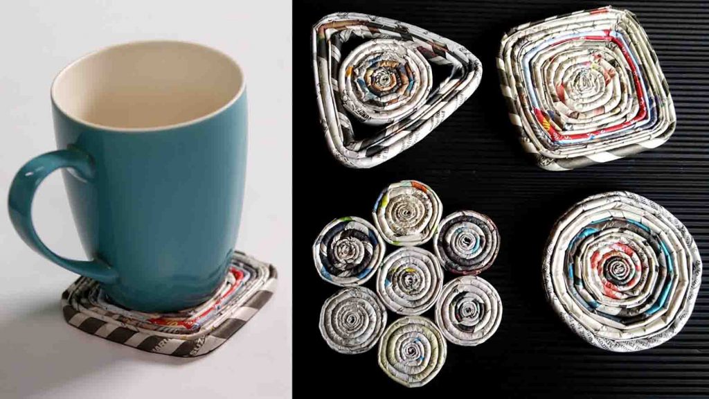 DIY newspaper coasters tutorial