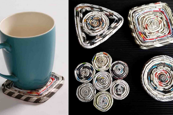 DIY newspaper coasters tutorial