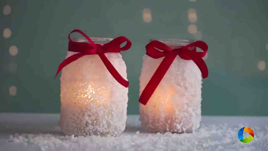 DIY snowy mason jars tutorial