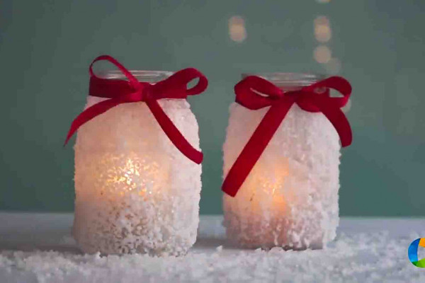 DIY snowy mason jars tutorial