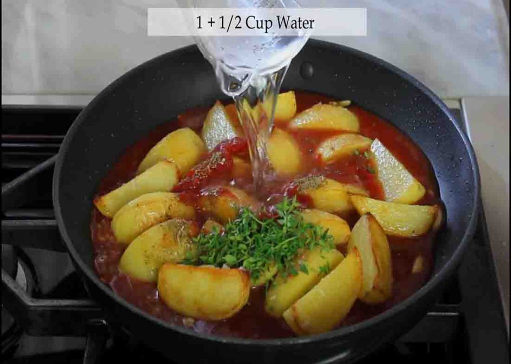 Braising the potatoes in low heat