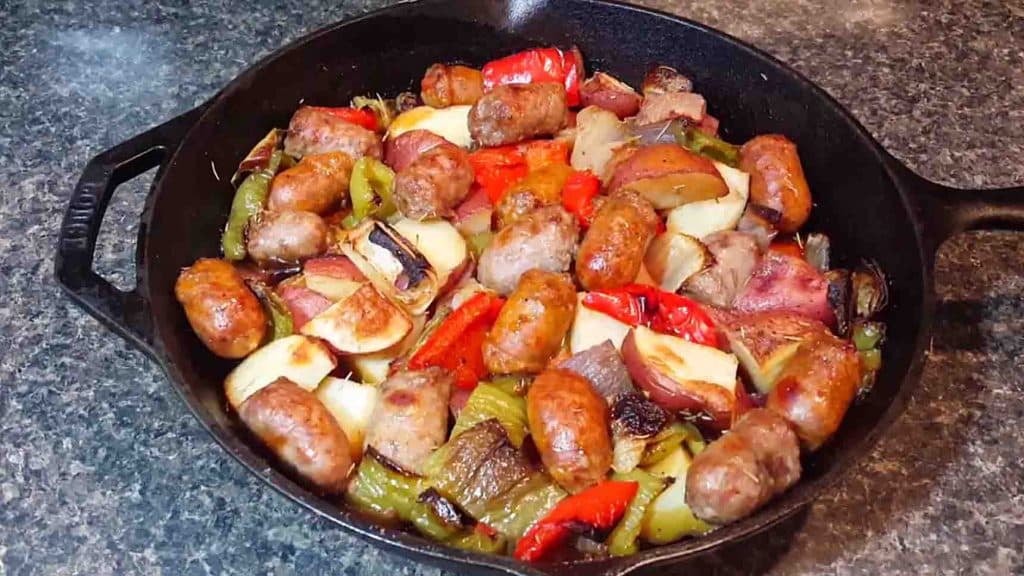 One-pan roasted sausage and peppers recipe