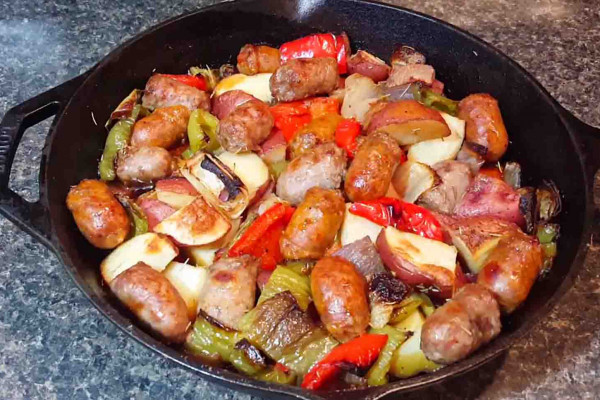 One-pan roasted sausage and peppers recipe