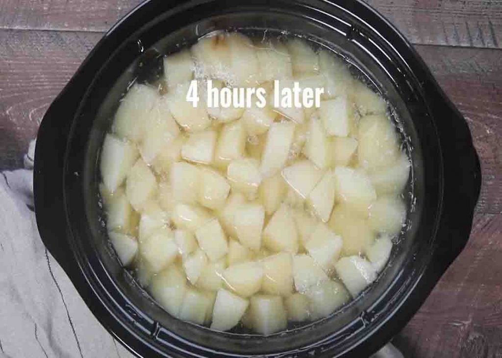Slow cooking the potatoes