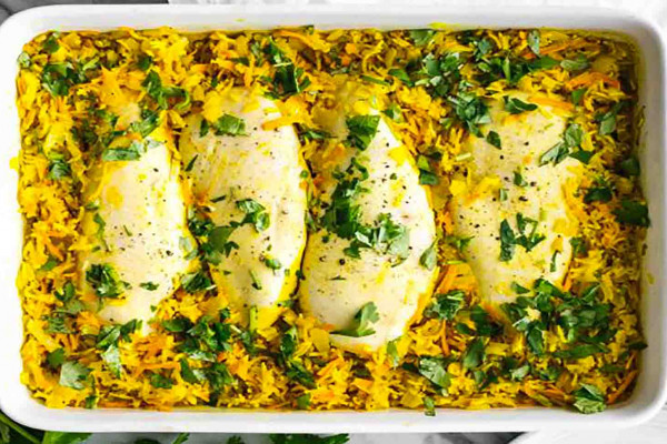 Turmeric chicken and rice casserole