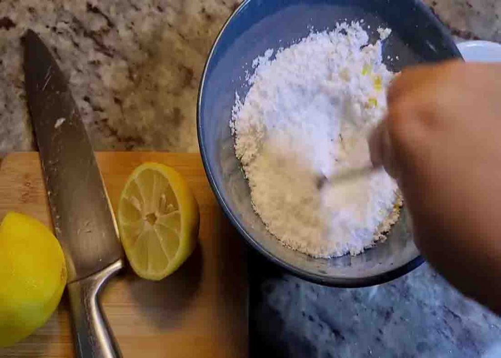 Making the icing for the lemon loaf cake