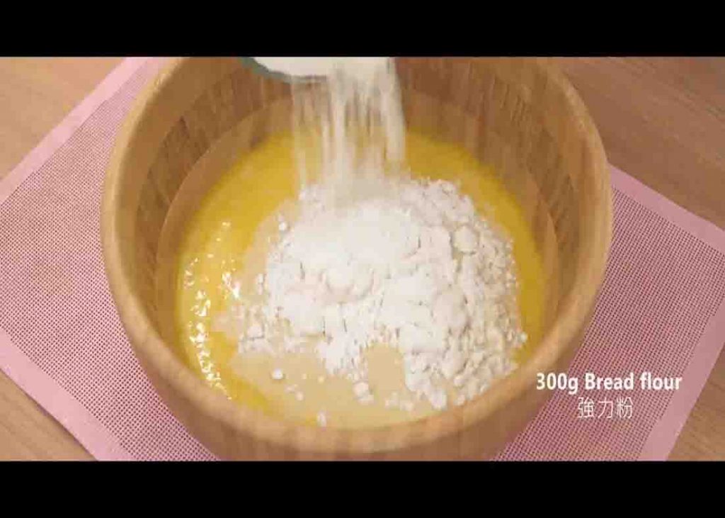 Mixing all the ingredients for the soft bread recipe