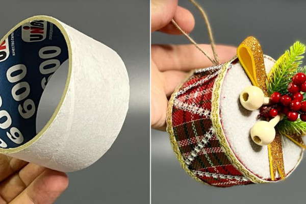 Christmas Drum Ornament Made from Tape Roll