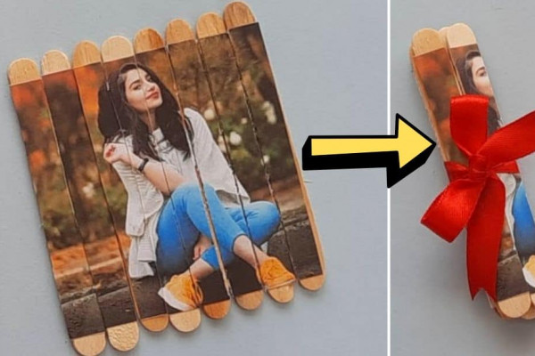 DIY Popsicle Sticks Puzzle Photo Gift Idea