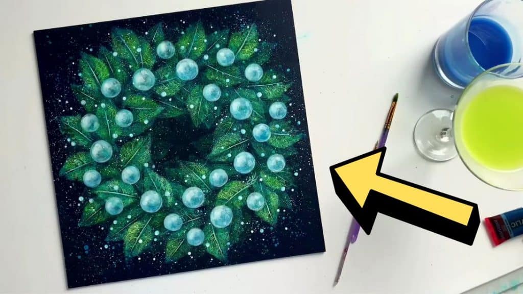 Easy Christmas Wreath Painting Technique Using A Leaf