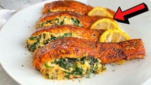 Easy-To-Make Spinach & Crab Stuffed Salmon