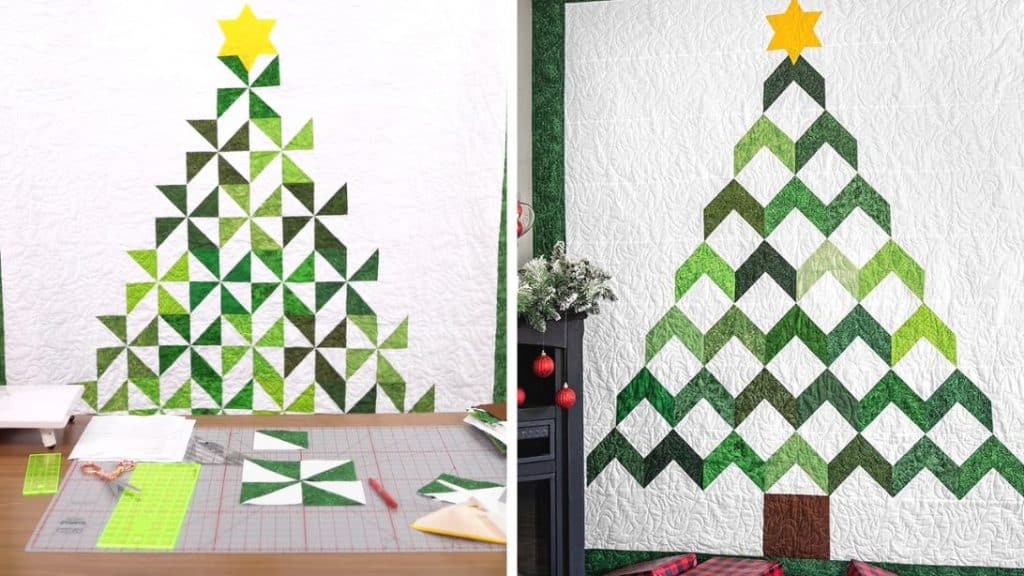 Layer Cakes Christmas Tree Chevron Quilt