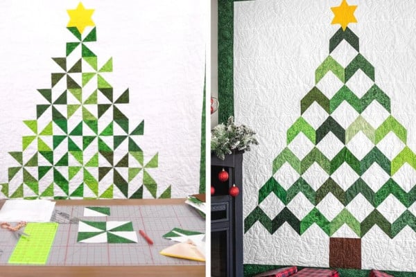 Layer Cakes Christmas Tree Chevron Quilt