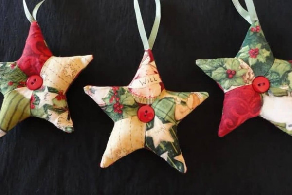 Scrappy Patchwork Star Ornaments Sewing Tutorial For beginners