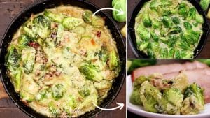 Skillet Creamy Garlic Parmesan Brussels Sprouts Recipe