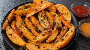 Chili Garlic Potato Wedges Recipe