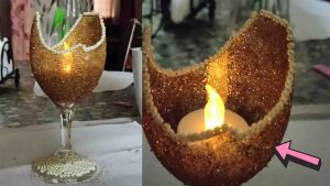 DIY Candle Stand Using A Broken Wine Glass