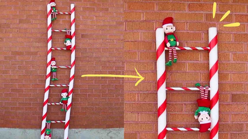 Dollar Tree DIY Giant Peppermint Ladder Tutorial