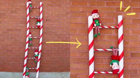 Dollar Tree DIY Giant Peppermint Ladder Tutorial | DIY Joy Projects and Crafts Ideas