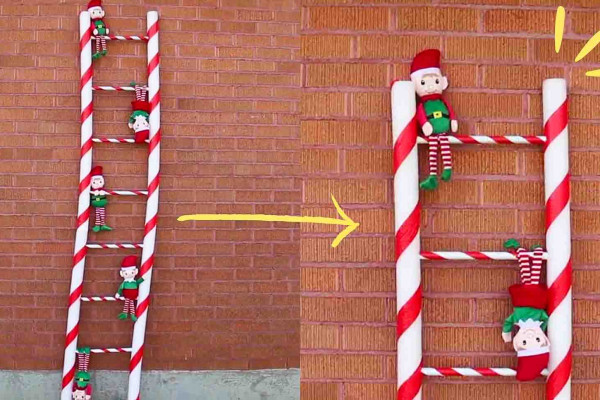 Dollar Tree DIY Giant Peppermint Ladder Tutorial