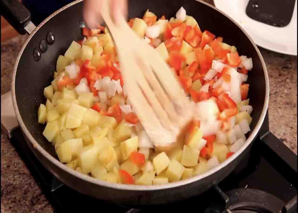 Cooking the potato hash