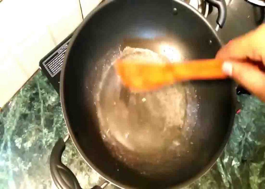 Making the sugar syrup for the homemade whipped cream