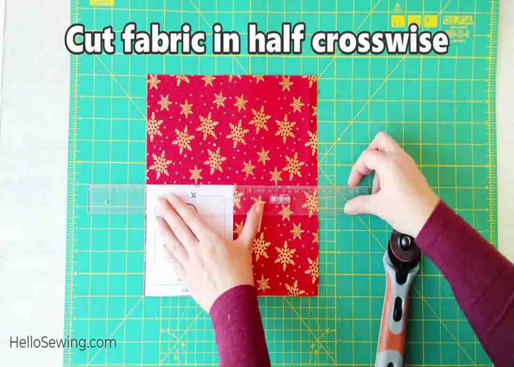 Cutting the fabrics for the kaleidoscope star quilted Christmas ornaments