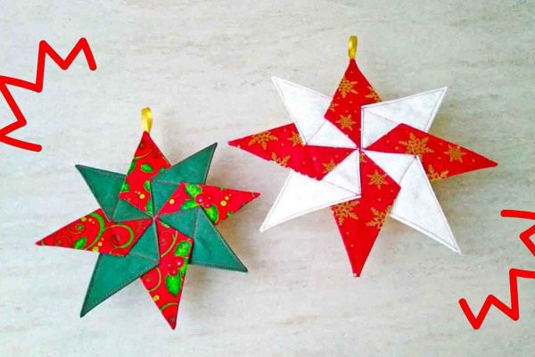 Kaleidoscope Star Quilted Christmas Ornament